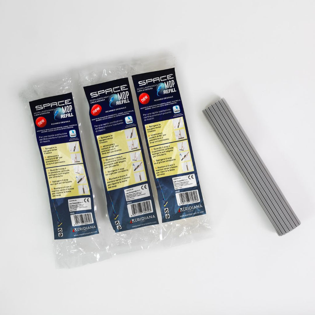 Space Mop 4-1; Scopa, Lavapavimenti, Lava e Asciuga Pavimenti - Pulizia Efficiente e Veloce, Adatta a Tutti i Tipi di Pavimenti/ Mop completo 3 ricambi in omaggio/ Mop + secchio salva spazio in omaggio 1 ricambio