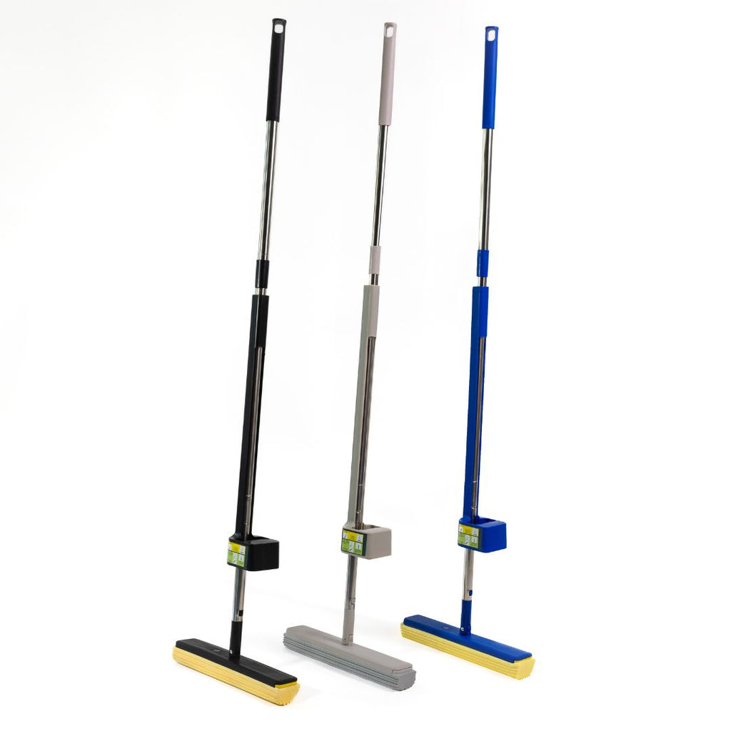 Space Mop 4-1; Scopa, Lavapavimenti, Lava e Asciuga Pavimenti - Pulizia Efficiente e Veloce, Adatta a Tutti i Tipi di Pavimenti/ Mop completo 3 ricambi in omaggio/ Mop + secchio salva spazio in omaggio 1 ricambio