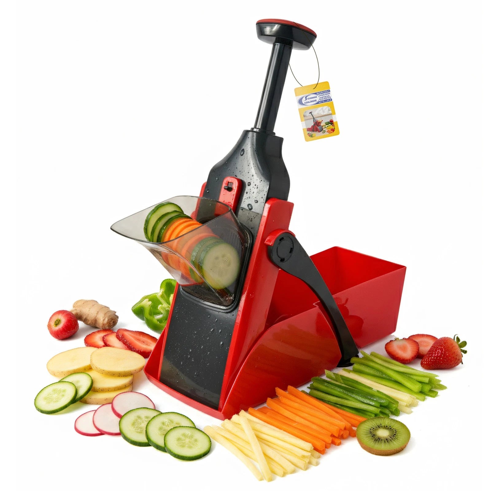 Arca Mandolina a Pressione Samurai Affettaverdure Acciaio Inox 9 Spessori